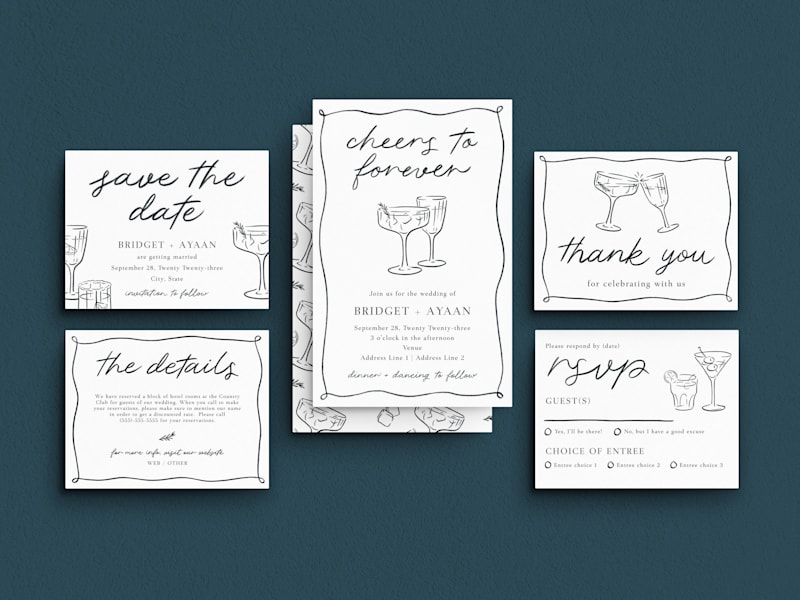 Handwritten wedding invitation suite