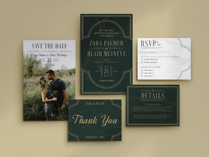 Elegant wedding invitation suite