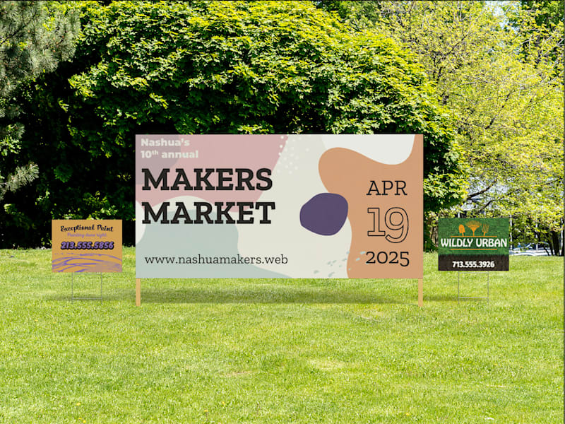 Yard sign advertising a local event types of signs