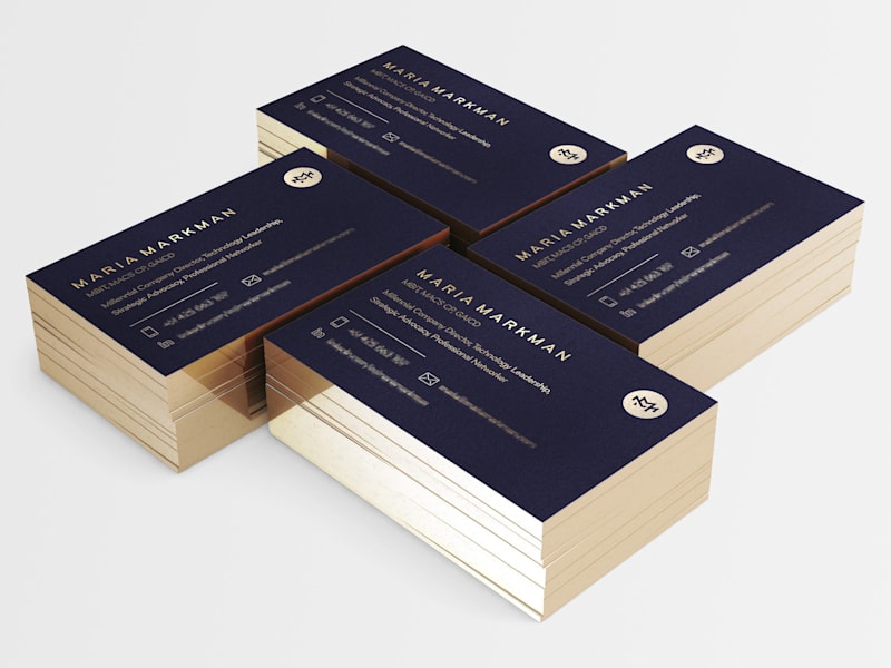 Gold foil edges for a Metal-Industrial business card