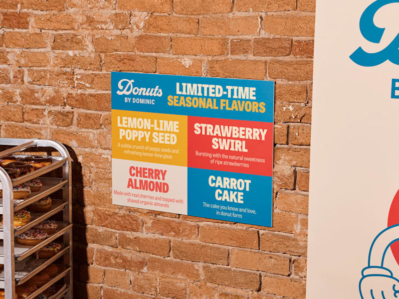 Poster design for a donut shop with a grid-based layout