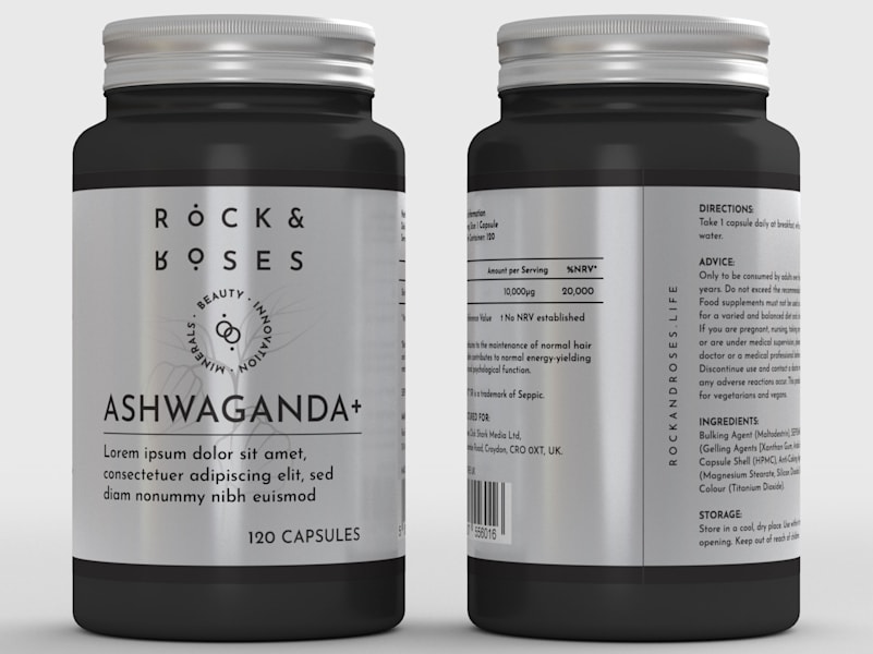 Silve label added to glass packaging to create a pure steel look