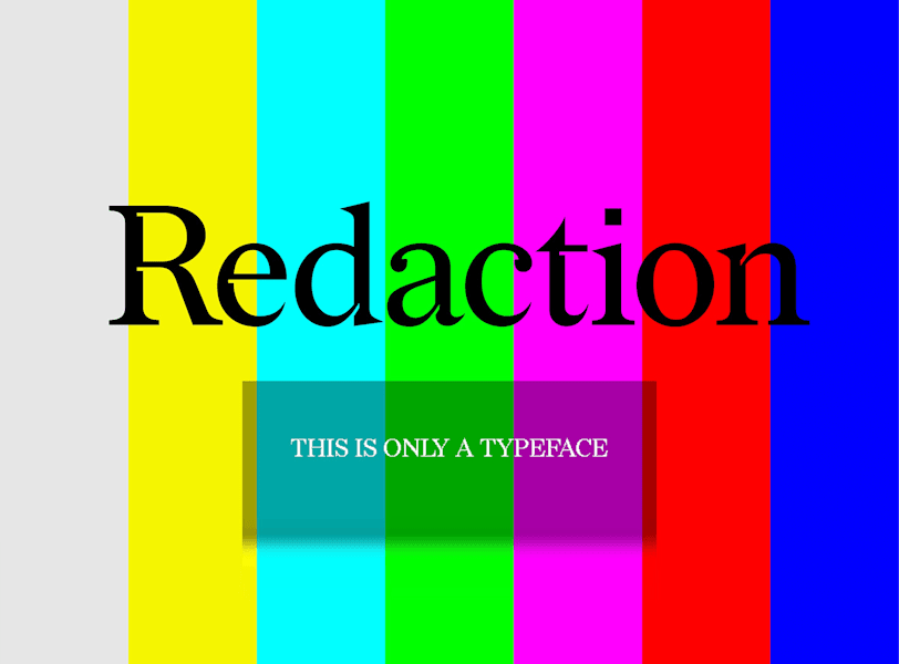 Redaction generative typeface on striped background
