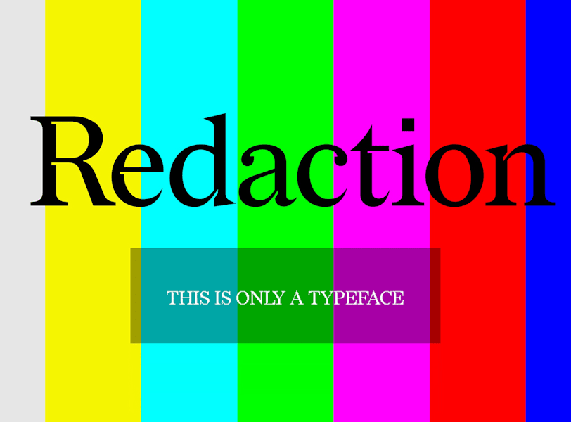 Redaction generative typeface on striped background