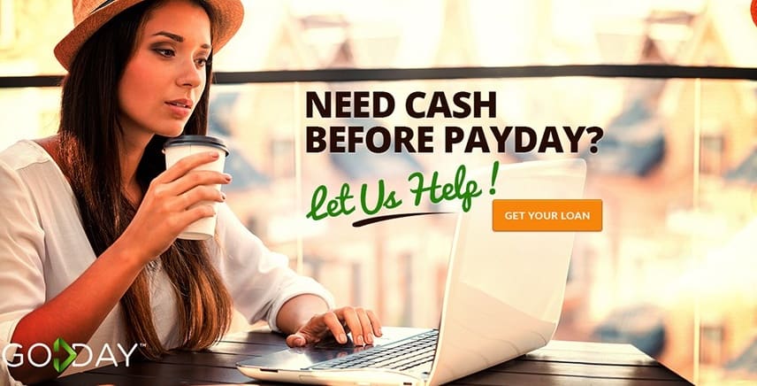 colorful banner ad showing a woman drinking coffee