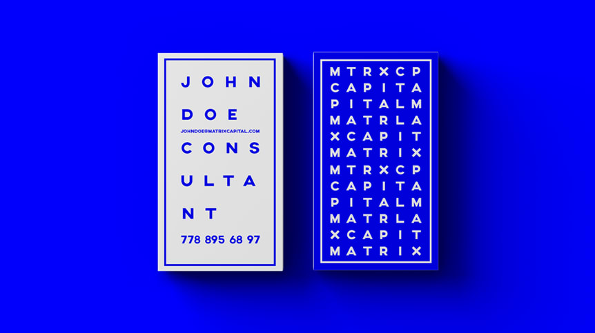 Blue and white business card design