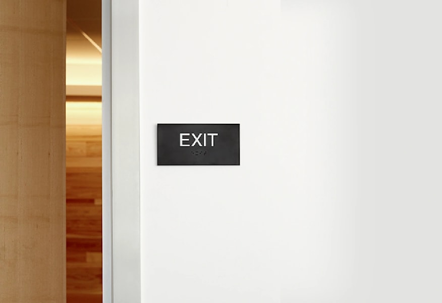 Wayfinding types of signs like an exit sign help people find their way around buildings