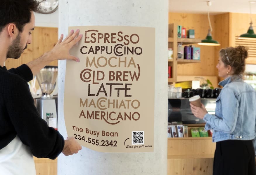 Wall signage in a coffee shop.