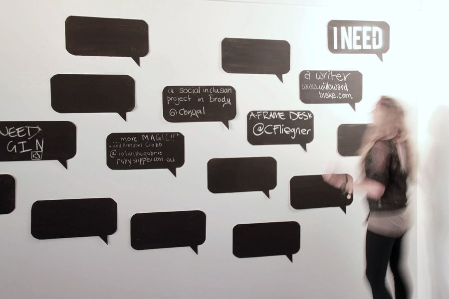 Interactive chalkboard sign.