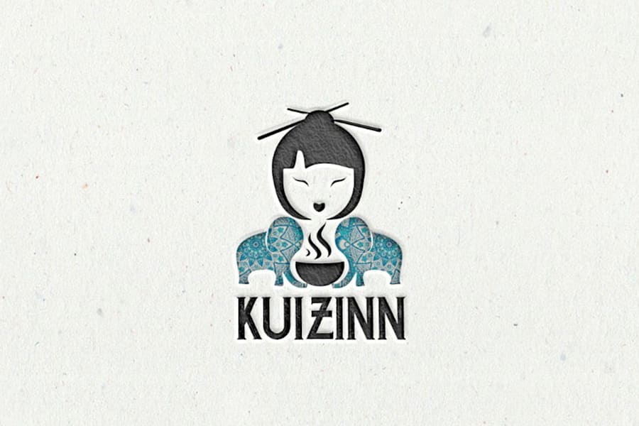 Culturally inspired font design complimented by smiling geisha enjoying a hot pot