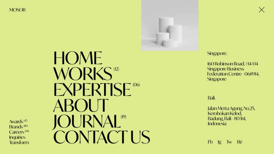 Website design that uses bold typography