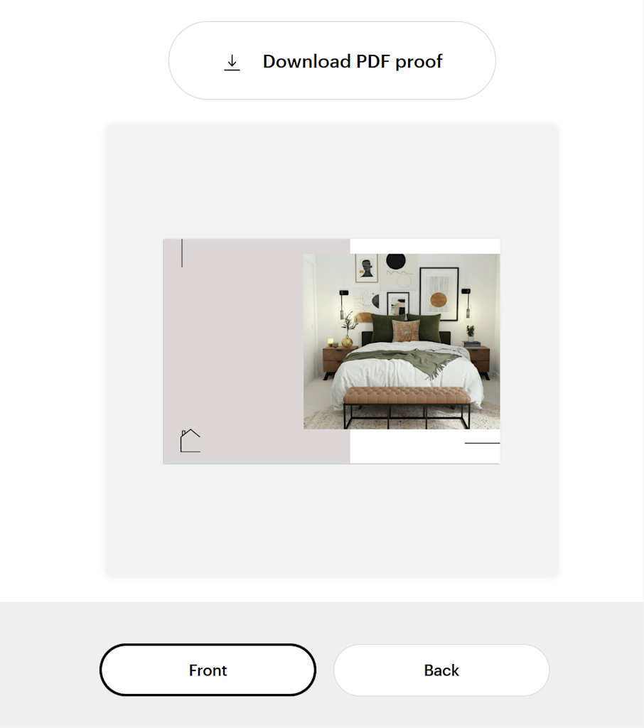 VistaPrint window with preview of flyer design and button to download PDF proof