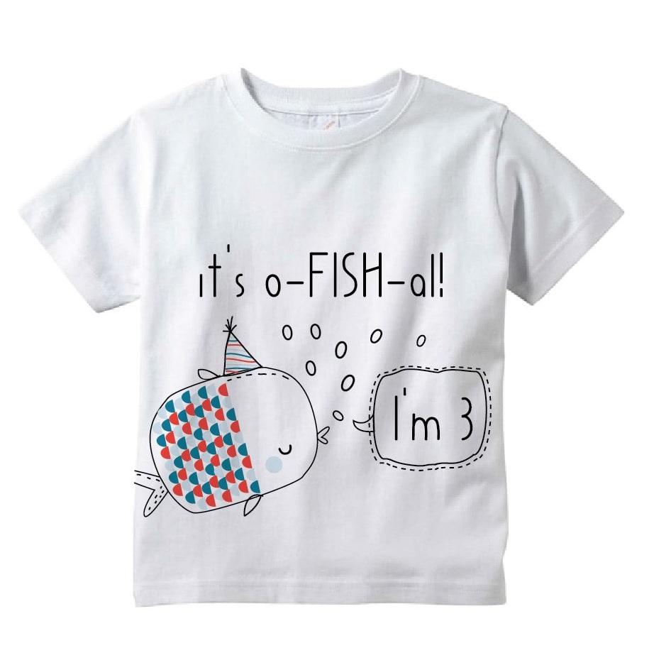 white t-shirt with a fish design