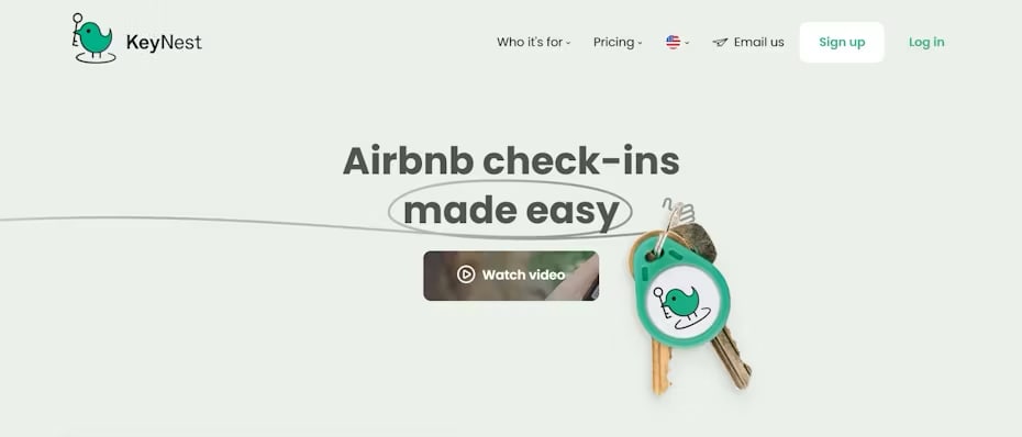 Keynest homepage with hover over signup button