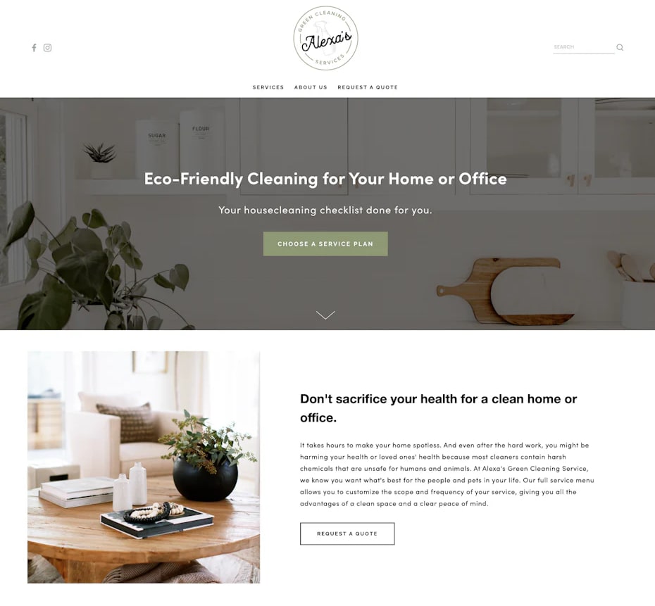 Website design that uses pastel greens and off-white
