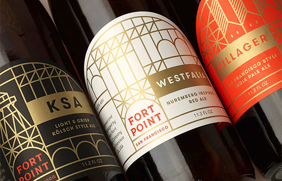 Geometric branding beer label design.