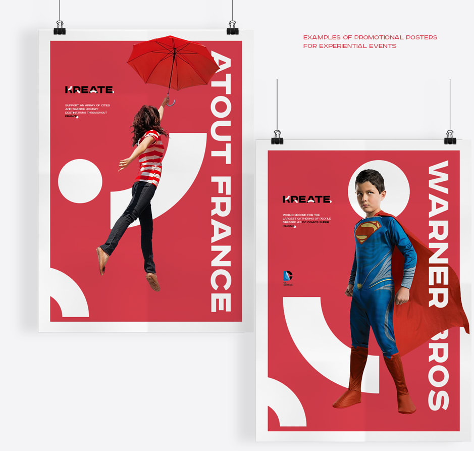 Mockups de design sur des posters promotionnels rouges