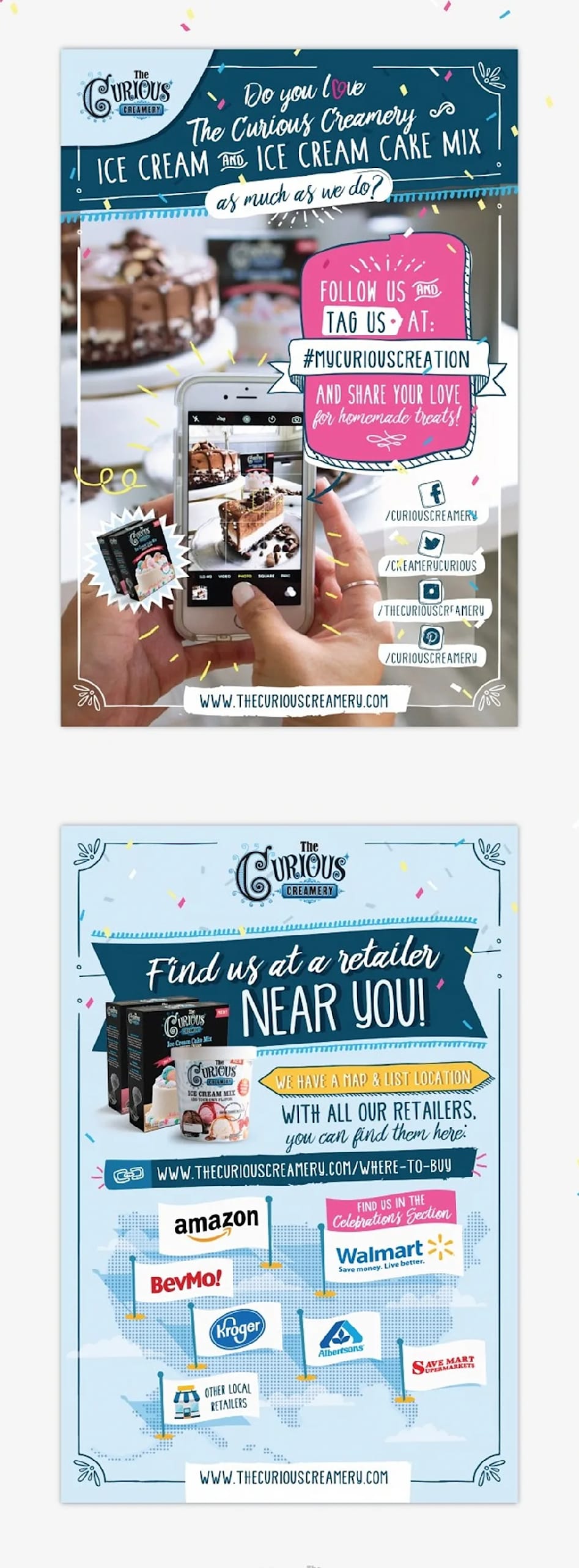 Here, the reader is being specifically asked to engage with this tasty brand on social media and all the URLs are included.