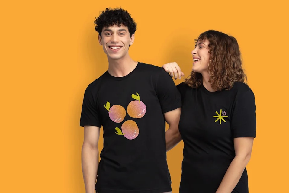 Design placement on a corporate uniform T-shirt