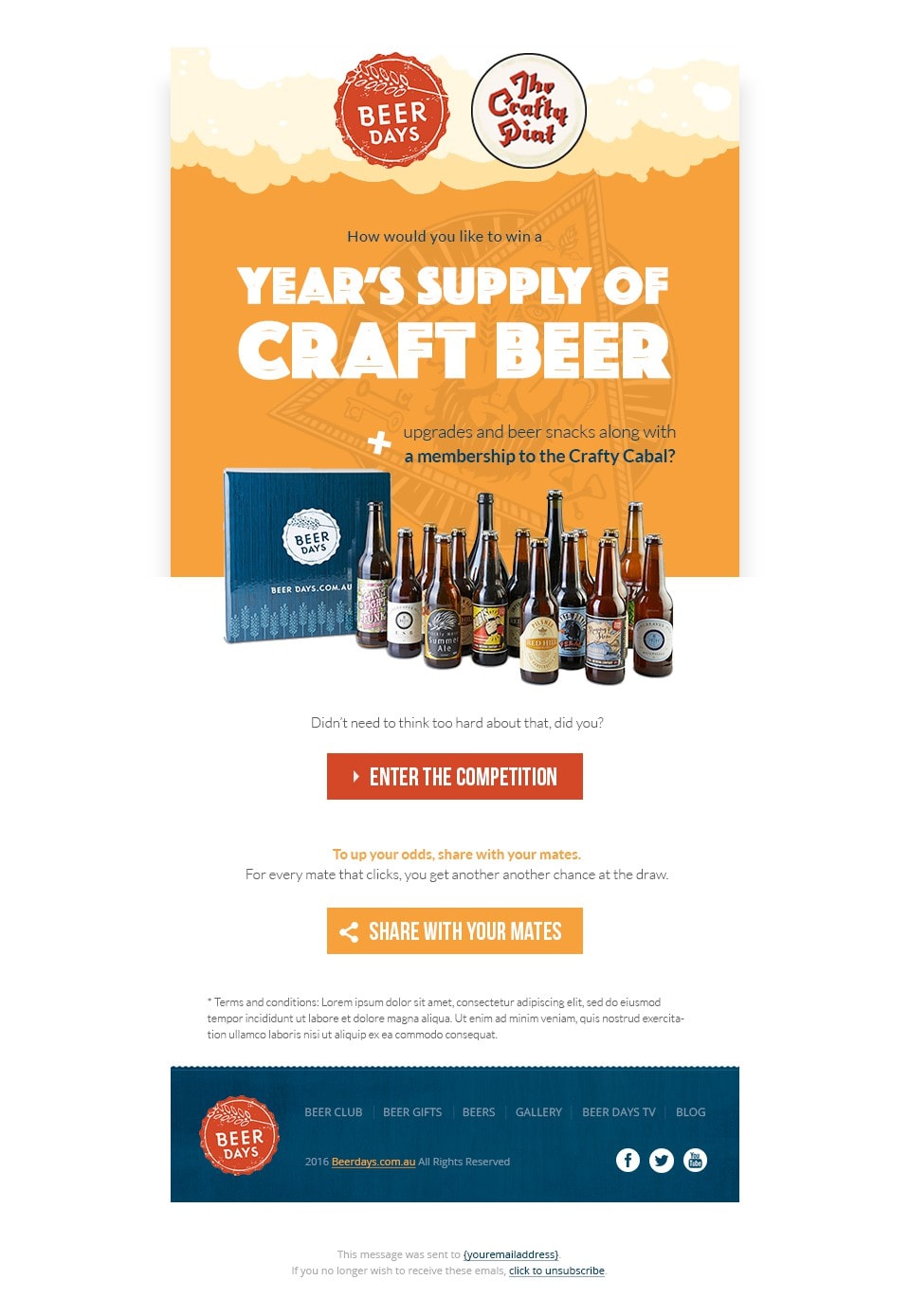 Email newsletter design for a craft beer brand