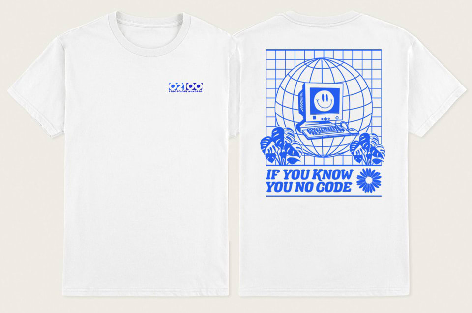 T-shirt that combines left chest and full back T-shirt design placements