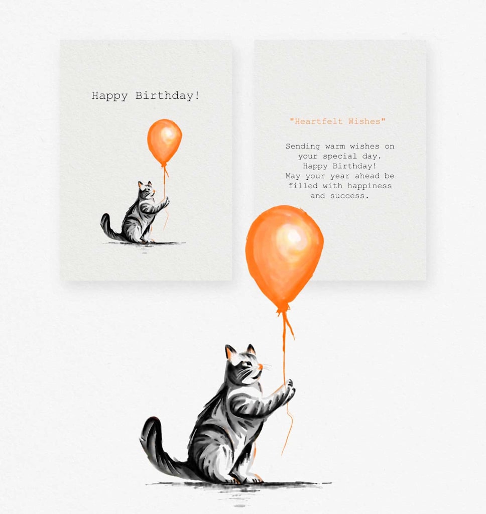 illustration of cat as a unique birthday card design idea