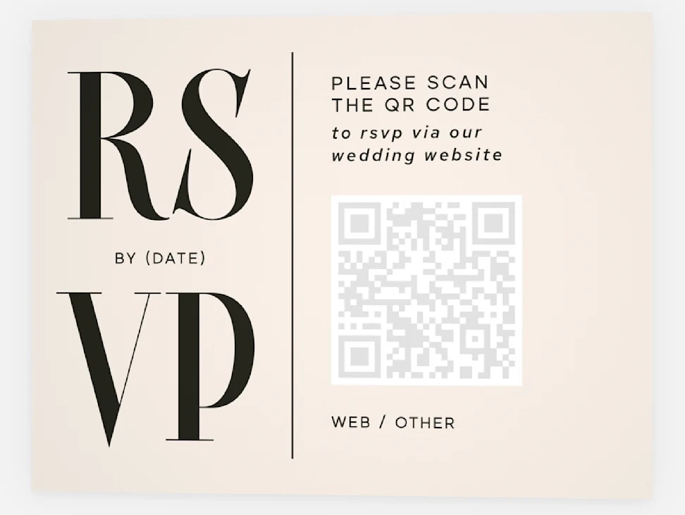 Wedding RSVP card with a QR code