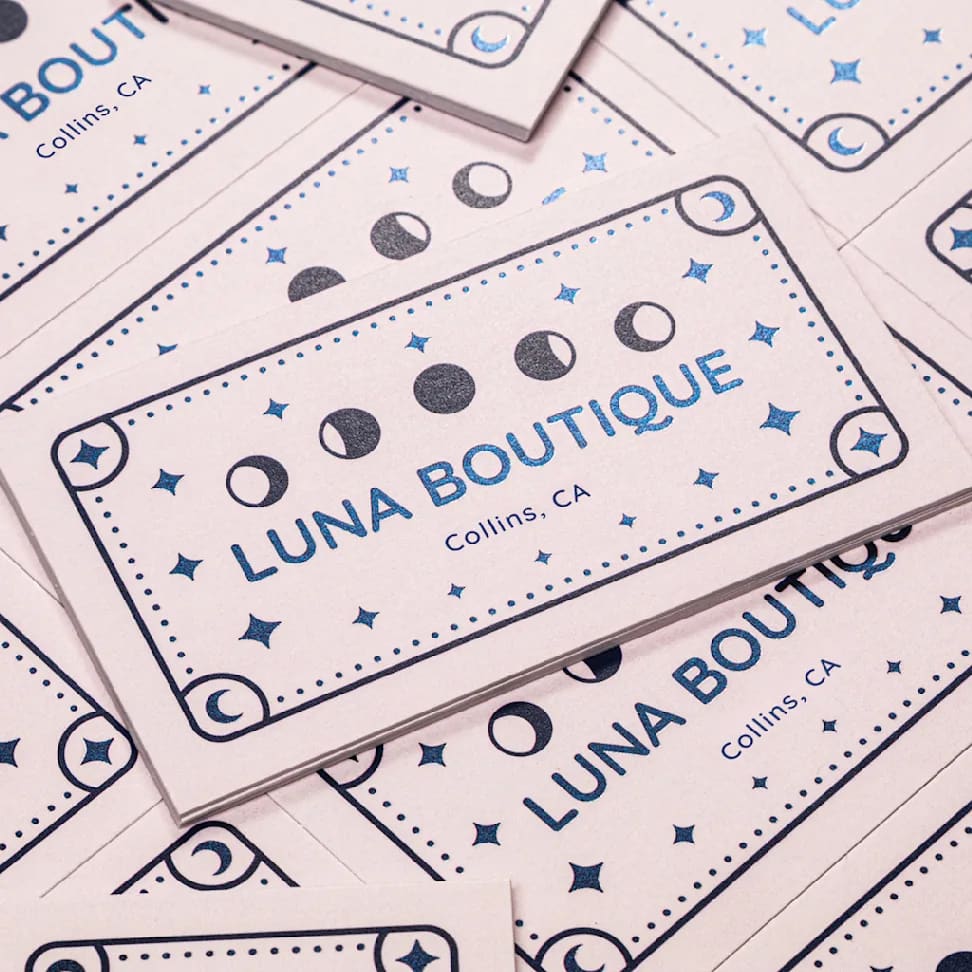 business cards using a simple sans-serif font