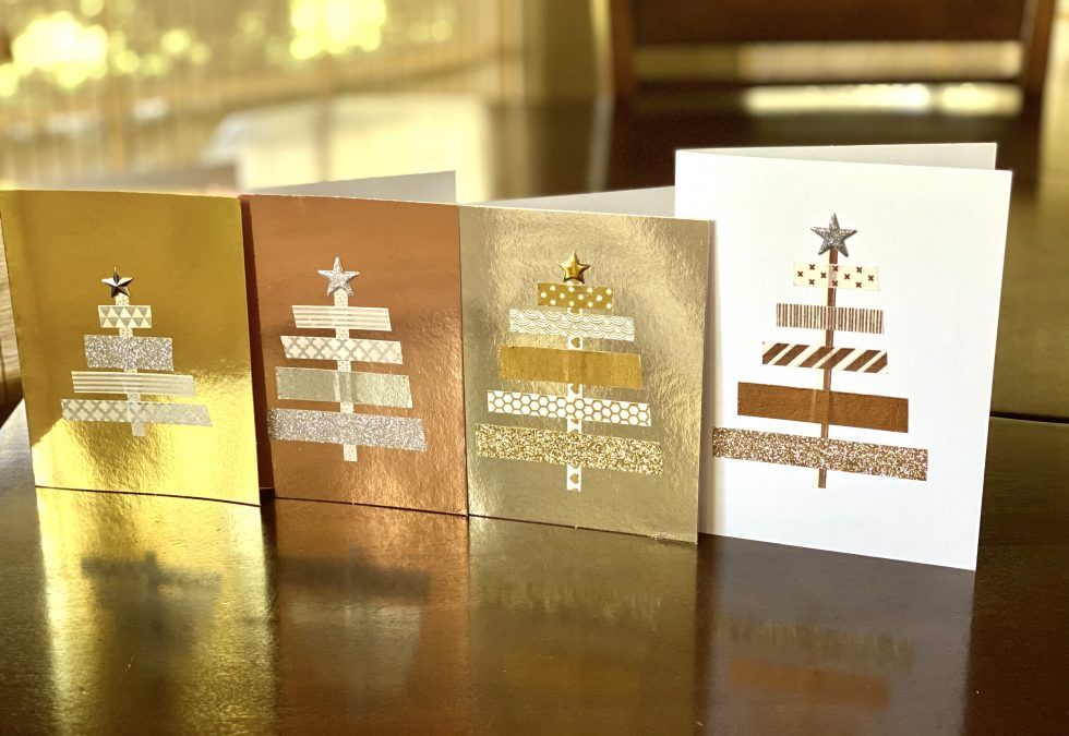 Tape tree Christmas card idea