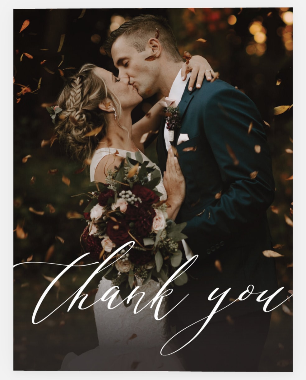 Wedding photo thank you card design