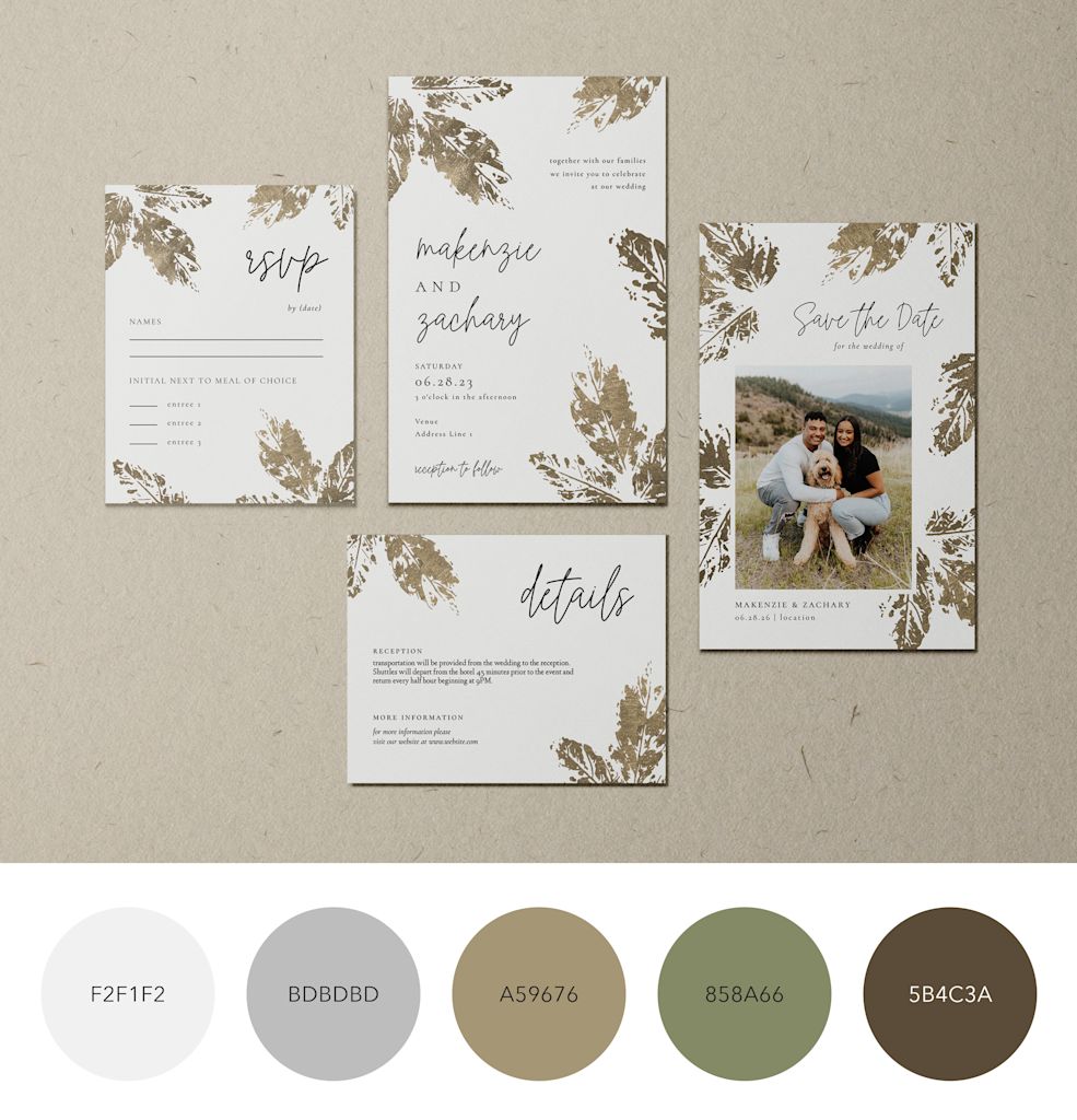 A color palette for a rustic wedding