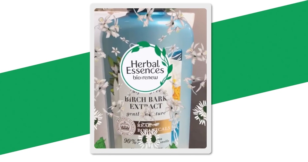 Augmented reality experience with Herbal Essence shampoo brand—an example of Portal Packaging design trend
