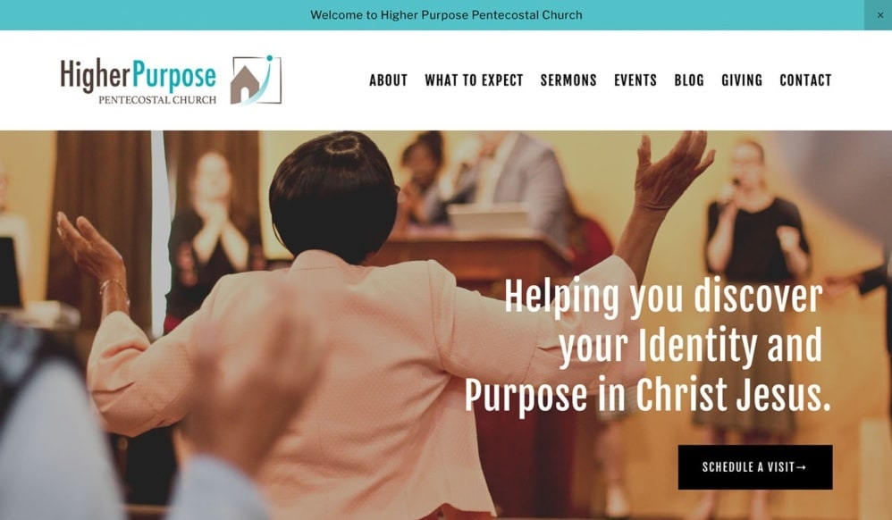 website design in white, teal and gray with black text and photos