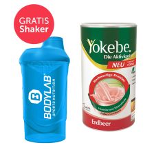 Yokebe Aktivkost Erdbeer Pulver (500g) + GRATIS Bodylab 24 Shaker