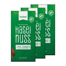 3 x Edel Vollmilchschokolade mit Xylit und Haselnüssen (3x80g)