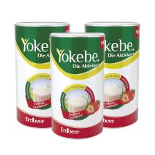 3 x Yokebe Aktivkost Erdbeer Pulver (3x500g)
