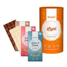 Xucker light europ. Erythrit (1000g) + Xylit-Vollmilchschokolade Xukkolade (100g) + Weiße Schokolade Crunchy Coconux (100g) + Xylit Erdbeer-Joghurt-Schokolade (100g)