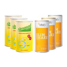 3 x Vitalkostpulver Almased (500g) + 3 x Vitafy Essentials Slim Shake (500g)