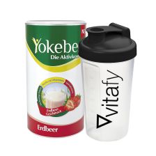 Yokebe Aktivkost Erdbeer Pulver (500g) + GRATIS Vitafy Shaker (600ml)