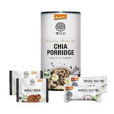 1x Demeter Chia Porridge Schoko & Banane „Morning Motivator“ (350g) + 2x Demeter Fruchtriegel (30g) + 2x Demeter Müsli-Keks (50g)