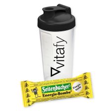 4 x Energie Bombe Riegel (4x50g) + Vitafy Shaker (600ml)