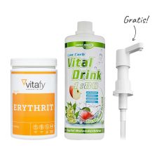 Erythrit (1000g) + Vital Drink Konzentrat (1000ml) + GRATIS Dosierpumpe
