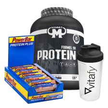 Mammut Formel 90 Protein (3000g) + Vitafy Essentials Shaker (600ml) + PowerBar Protein Plus 30% (15x55g)