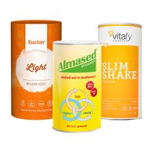 Almased Vitalkost Pulver (500g) + Xucker light europ. Erythrit (1000g) + Vitafy Essentials Slim Shake (500g)