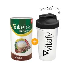 Yokebe Aktivkost Schoko Pulver (500g) + GRATIS Vitafy Shaker (600ml)