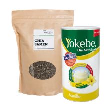 Yokebe Aktivkost Vanille Pulver Lactosefrei (500g) + Vitafy Essentials Chia Samen (1000g)