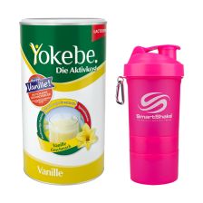 Yokebe Aktivkost Vanille Pulver Lactosefrei (500g) + Shaker pink