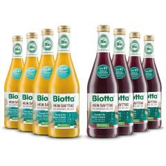4 x Mein Safttag 1 Mango-Gurke bio (4x500ml) + 4 x Mein Safttag 2 Schwarze Karotte bio (4x500ml)