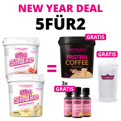 NEW YEAR DEAL: 5Für2 Abnehmpaket mit GRATIS Potein Coffee + 3x Tasty Drops und Shaker
