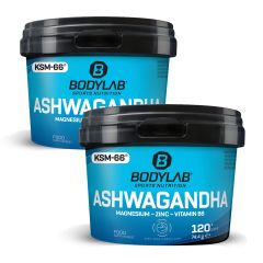 2 x Bodylab Ashwagandha + Magnesium - Zinc - Vitamin B6 (je 120 Kapseln)